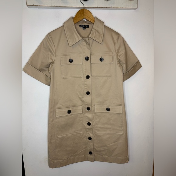 J.Crew GAMINE Cargo Khaki Utility Safari Dress Stretch Twill - Picture 9 of 11